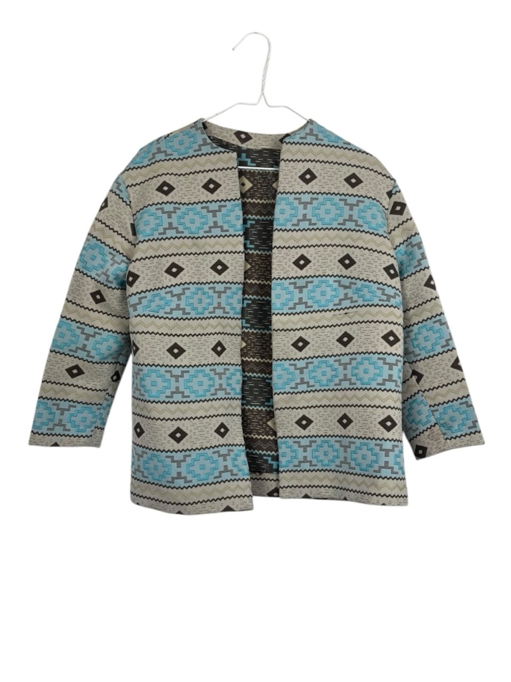Vintage Southwest Aztec Print Open Front Boho Jacket Size Small